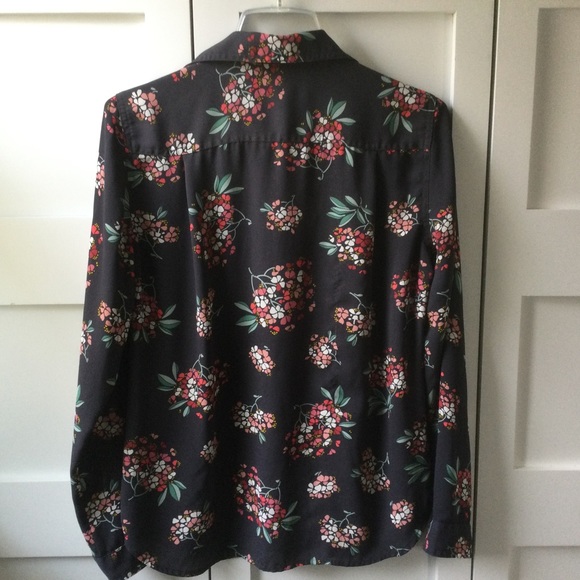 LOFT Silky Floral Button Up Blouse - Picture 4 of 6